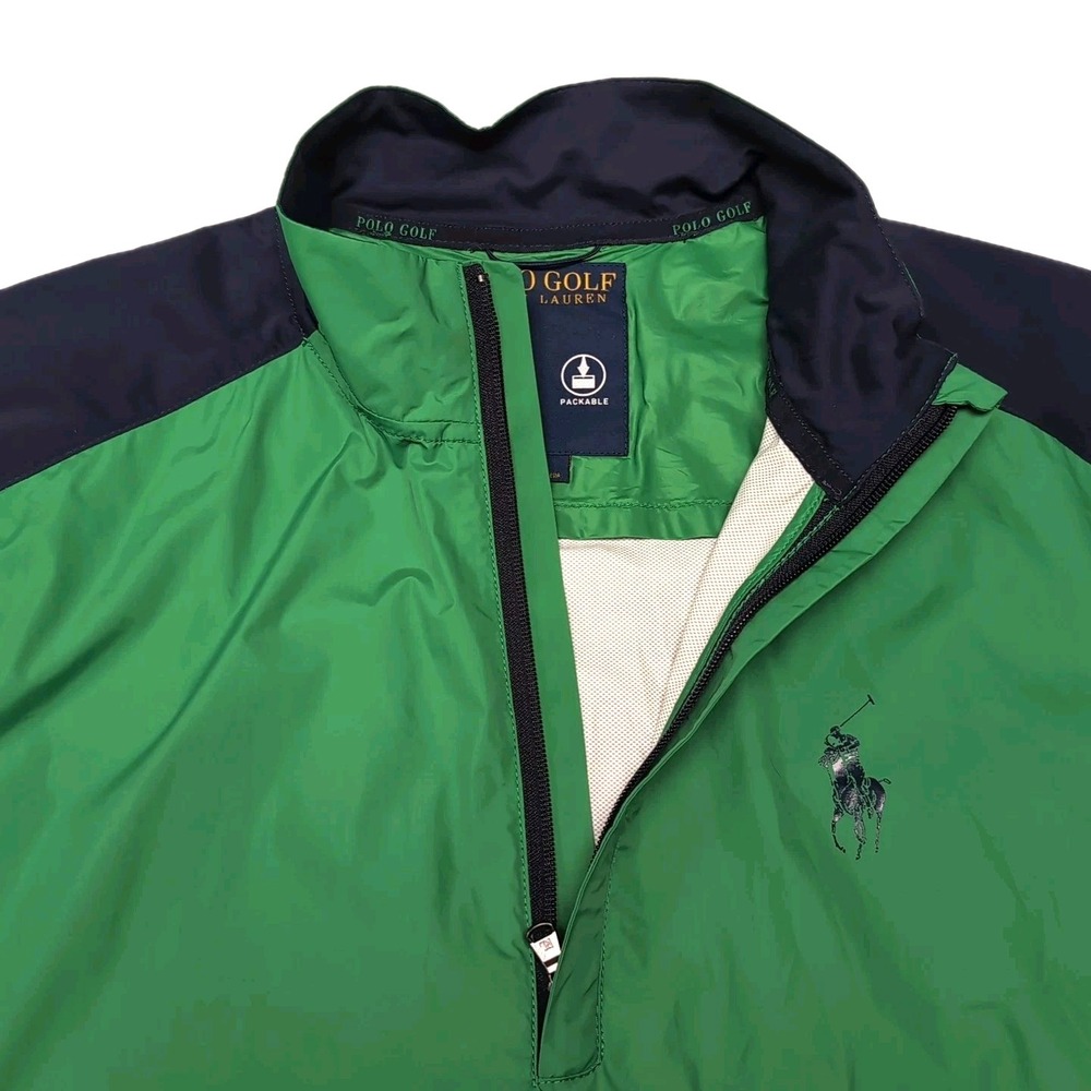 Polo Golf Ralph Lauren 1/4 Zip Windbreaker Mens L Green Pullover Short Sleeve - Picture 10 of 16